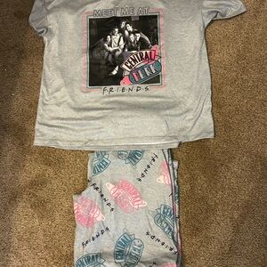 FRIENDS Gray and Pink Pajama Set with Graphic Tee